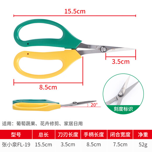 Zhang Xiaoquan's upturned grape fruit branch pruning scissors, fruit thinning, fruit pruning, pepper fruit and vegetable scissors, loquat picking, sunshine roses, Zhang Xiaoquan FL-19 two-color