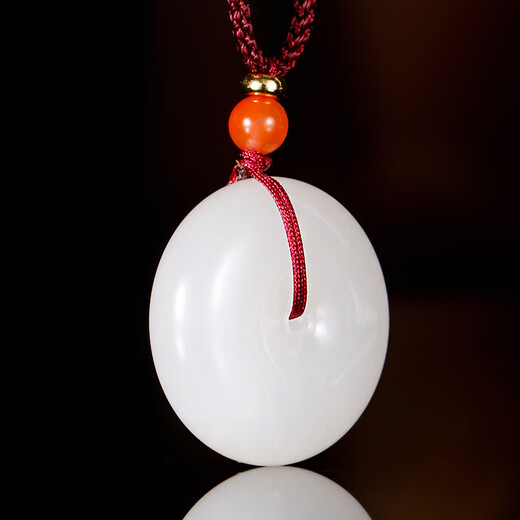 Colorful Yunnan Hotan Jade Peace Buckle Pendant White Jade Green White Jade Pendant Men and Women Couple Jade Pendant Jade Pendant Necklace Holiday Gift