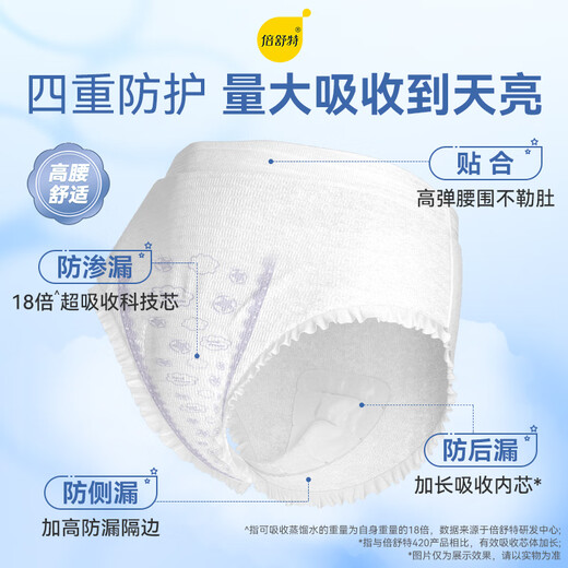 倍舒特医护级安睡裤安心裤卫生巾M-L码3条*4包