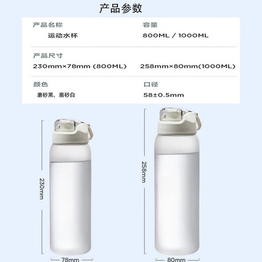 山头林村水杯大容量男夏季运动健身耐高温学生防摔便携塑料太空杯磨砂杯子 耐高温磨砂黑配茶隔直饮 1047ml