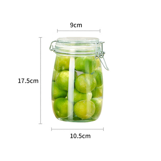 Baijie glass sealed jars, 3 packs of 1000ml storage jars, household glass bottles, wine bottles, pickle bottles, pickled Laba garlic jars