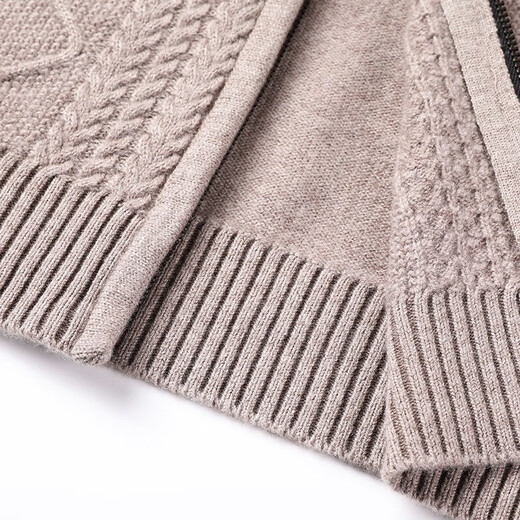Hengyuan Xiangli Needle Knitkin Men's Autumn New Zipper Cascane Jacket 100%Pure Wool Sweed Casual Jacket 15226753 Shallow Kaki M 170