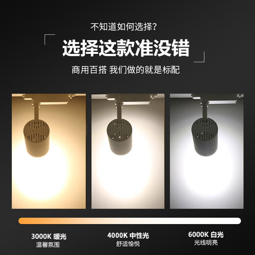 Aroden third-line track spotlight second-line cob20w clothing store 30 watts 40W shop commercial exposed exhibition hall led track light third-line flagship model 20W-black shell white light