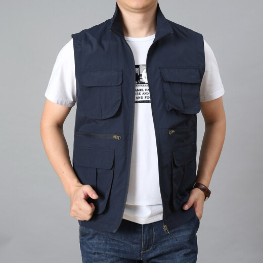 JP2024春夏男装薄款马甲多口袋工装户外摄影钓鱼马夹718 卡其色 2XL(适合155斤-170斤)