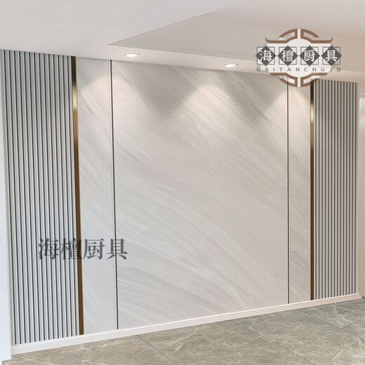 妙普乐2024新款隐形门和墙一体背景墙格栅门实木格栅电视格栅卧室门木饰 格栅一体隐形门加五金