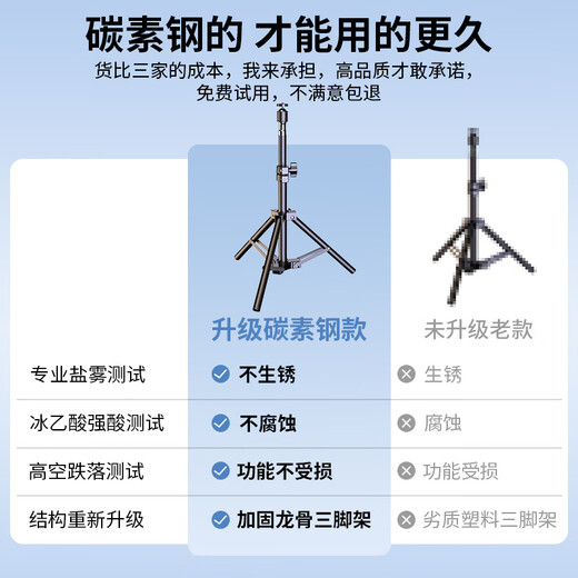 科润乐【2.1米火淬钢】手机支架落地自拍杆三脚架直播网课艺考立式三角折叠支架拍照录像视频升降支架 