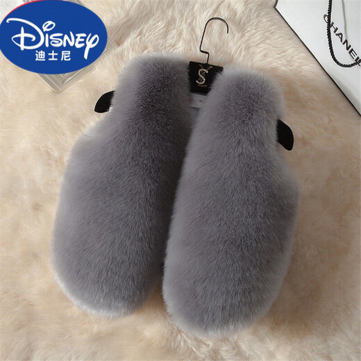 Disney children's fur vest autumn and winter fur vest boys and girls spring clothes baby girls small medium and big children's warm vest trend light gray long hair 130cm
