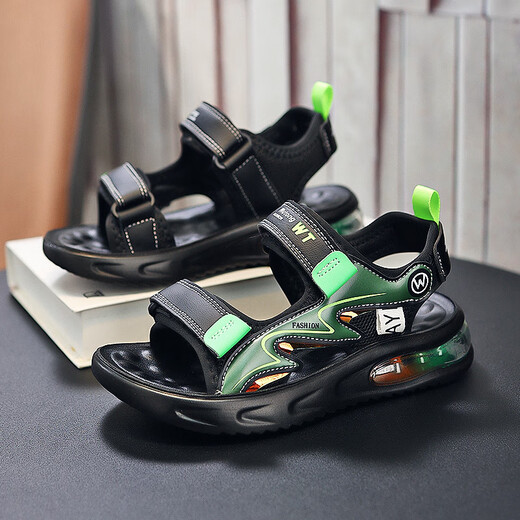 Xuan Tu Shi children's shoes boys sandals summer new children's shoes medium and large children soft bottom breathable children's sandals beach shoes boys 2309 green 30 size