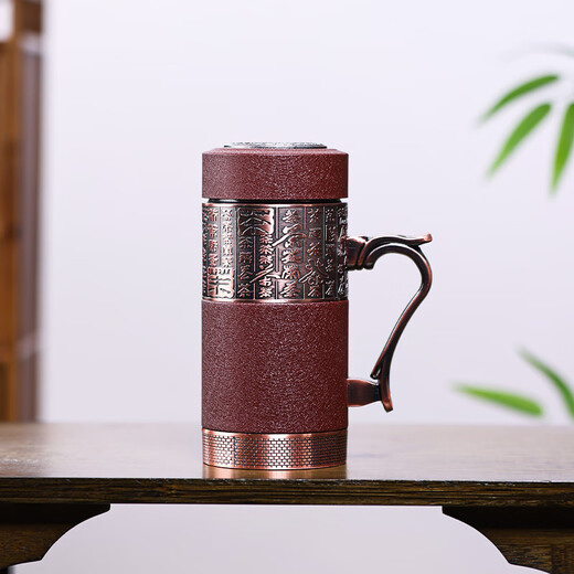 Tanxuange lila lehm Tee Tasse Lila Ton Inner Liner Thermos Cup High-End-Gedenkwasserbecher für Papa und Lehrergeburtstagsgeschenk Custom Schriftzug hundert Tee Matte Red Set-Wooden Box
