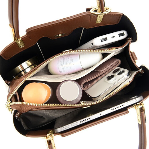 Kangaroo Kara 2026 new large-capacity fashion bag women's bag middle-aged handbag Valentine's Day New Year's gift for wife practical white brown gift box + hand bag