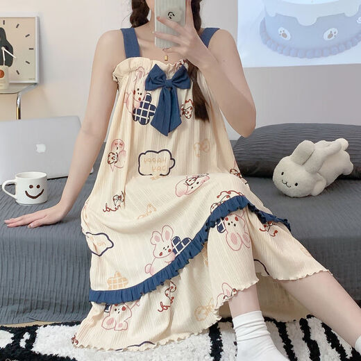Clolv kuss ck 100% reines Baumwollsoshalt Nachthemd für Frauen im Sommer süße und süße Studenten Pyjamas für Frauen in Stil Home Kleidung rein Baumwolle 834 2xl empfohlen 140-160jin [Jin gleich 0,5 kg]
