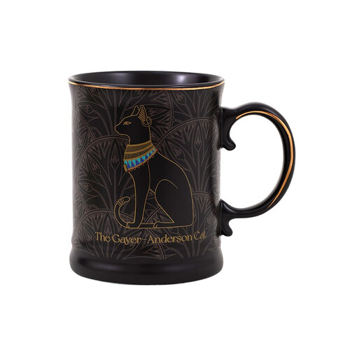 British Museum Mug Anderson Cat Lotus Pattern Drinking Cup for Men and Women Birthday Newly Married Couple Gift Birthday Gift Anderson Mug Black - 450ml