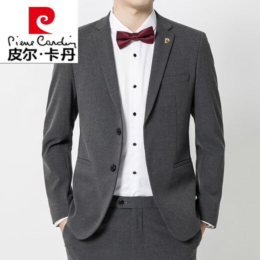 Pierre Cardin brand casual suit suit middle-aged men's business wedding two-piece suit jacket knitted dark gray 6909 striped style 185 yards recommended 150 Jin Jin equals 0.5 kg -160 Jin Jin equals 0.5 kg