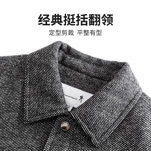 Dances with Wolves Containing Sheep Wool + Ultrasonic Lining Autumn and Winter Lapel Warm Jacket Men's Jacket 004 Huahui 190