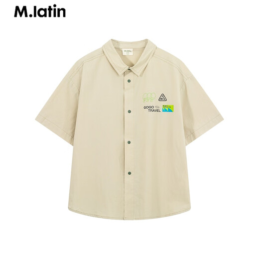 Ma Latin (M.Latin)/children's clothing children's shirt summer new style boys and girls small square collar design style short-sleeved shirt oatmeal color 110