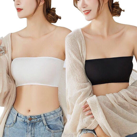 Xinchen makes large size tube top for women to add weight and add fat mm elastic short lace anti-exposure unpadded chest wrap 2 pieces of lace chest wrap black + black plus size recommended 120-160Jin Jin is equal to 0.5 kg