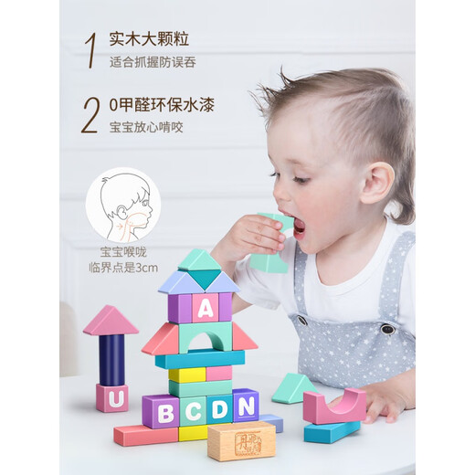 
Beizhi Deer Infant Children's Building Blocks Wood Large Grain Assembly Toys Layered Baby Puzzle 1-2 Years Old 3 Girls Table 6 Cognitive B (81 Building Blocks + 30 Digital Letters Enterprise