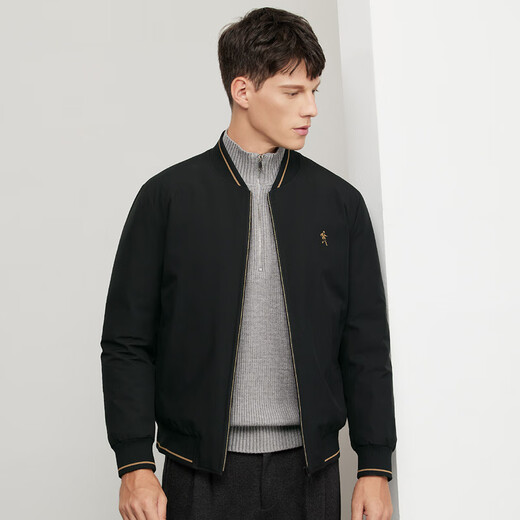 Dances with Wolves Black Gold Graphene Down Jacket Men's Autumn and Winter Baseball Collar Men's Down Jacket Black L(175)