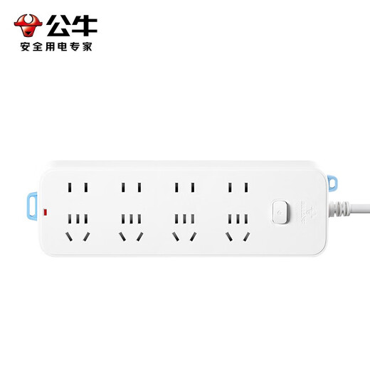 公牛插座 B6系列 多孔长线多功能电插板 分控开关拖线板带儿童保护门/新国标/排插/接线板 八位【总控】1.8米 GN-B6440