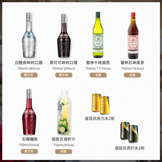 卢布斯基原装进口洋酒自调鸡尾酒套装六大基酒威士忌伏特加朗姆金酒龙舌兰 14瓶调酒套装（不含酒具款）