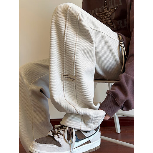 Yalu Velvet Pants Men's Autumn and Winter New Trendy Versatile Casual Pants Men's Teenagers Loose Wide-Leg Sports Pants JY81-1 Black Velvet High Quality 29 XL 120Jin Jin equals 0.5kg -140Jin Jin equals 0.5kg