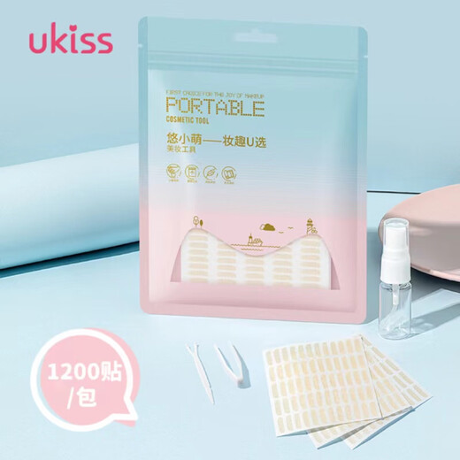 Ukiss lace natural invisible traceless double eyelid patch (L half-moon shape) 1200 patches, swollen eye patch for men and women