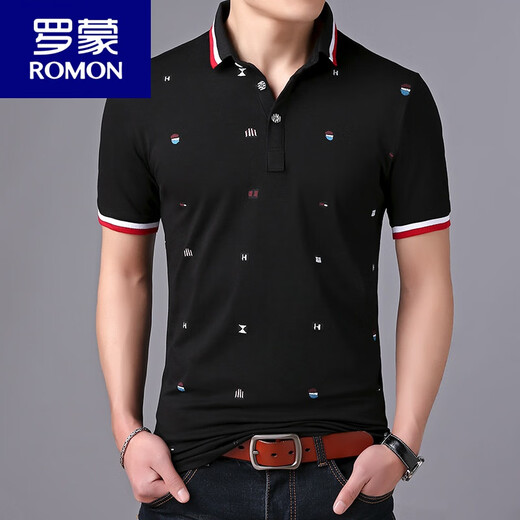 罗蒙（ROMON）加肥加大男t恤短袖纯棉宽松大码肥佬翻领薄款夏季polo.衫胖人大号 1506白色 M 适合100到125斤穿