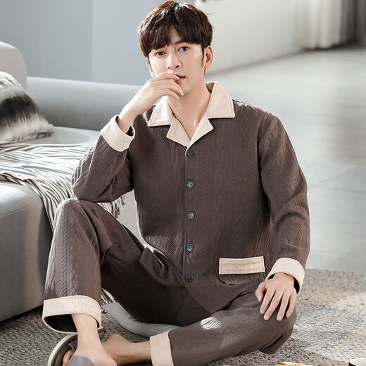 Wei Jie Pure Cotton Pajama для мужчин зимней осенью и зимней мужской пижамы утолщенные межслойные хлопчатобумажные хитровая теплый костюм среднего возраста и пожилой мужской модель P3878 Большой красный хлопок L [155-180Jin [Jin равняется 0,5 кг]]]]
