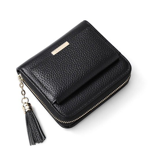 viney first layer cowhide short women's wallet student folding coin purse large capacity wallet wallet female light luxury document bag