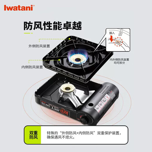 Iwatani outdoor double windproof cassette stove portable stove camping gas stove 3.5kW powerful firepower limited to ZKZ-1