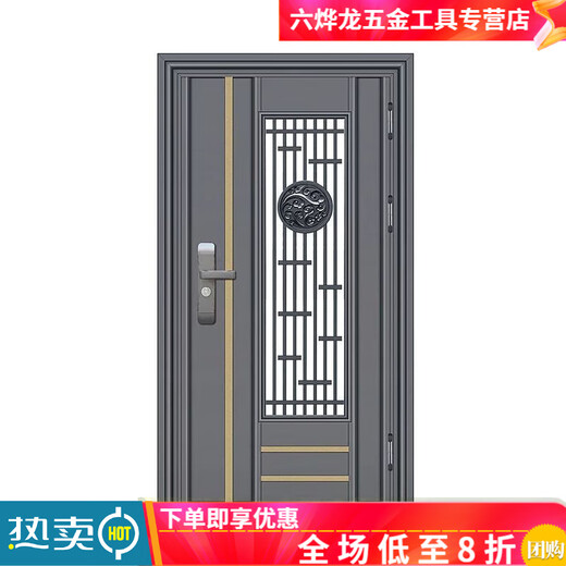 Qinkai customized 304 stainless steel double-door Korean door single-door home villa security door ventilated glass entry door style 3 (customized - intention fee) 304 stainless steel (from 1680/square meter)