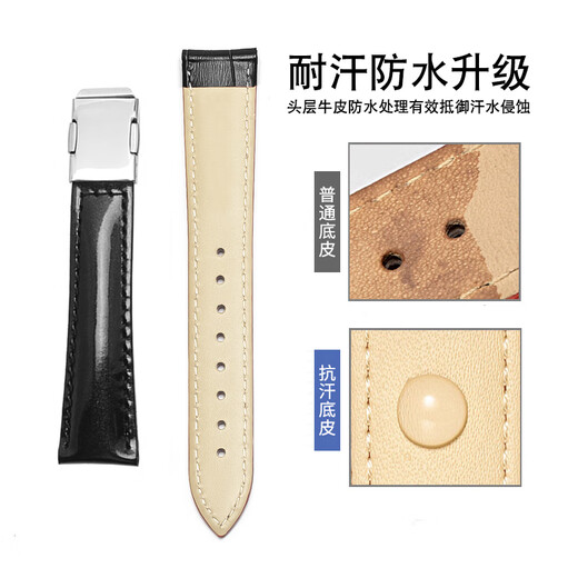 雷米龙（ReeMiLong REEMILONG）适配卡西欧皮表带SHN-5010L 5018 5020三眼手表女真皮手表带配件 黑色 不带扣 18mm