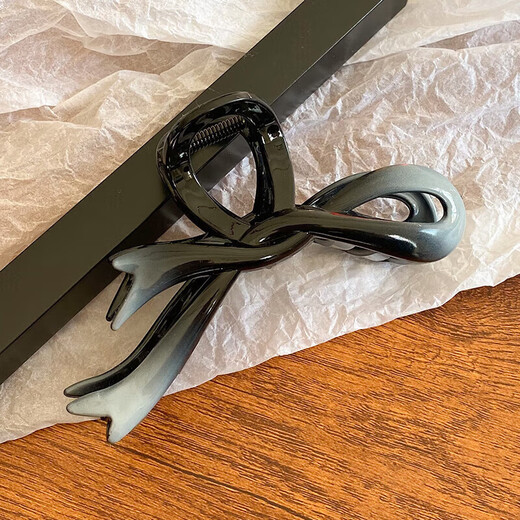 Two Worlds Gradient Bow Clip Women's Shark Hair Clip Multi-plate Hair Clip Hair Clip Back of the Head 2025 New Style Gray Blue Bow Clip