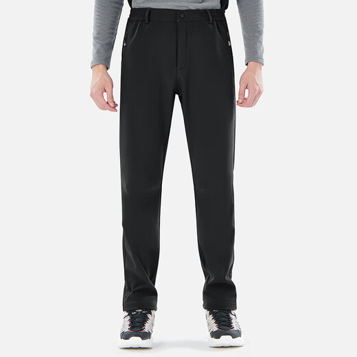 TECTOP men's velvet jacket warm windproof soft shell pants hiking pants men's black XL