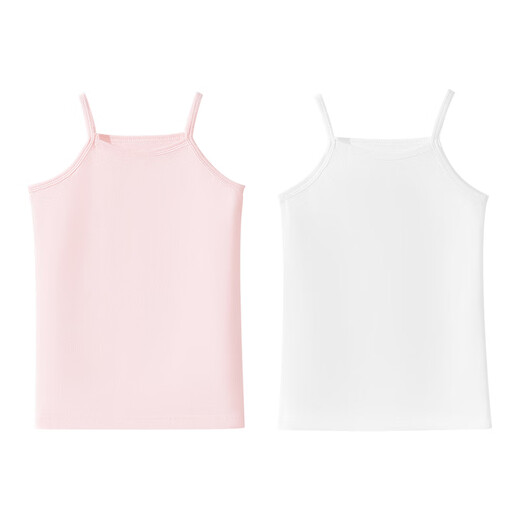 Antarctic children's suspender girl's suspender vest wearing summer thin little girl underwear 2 pieces white + pink 150