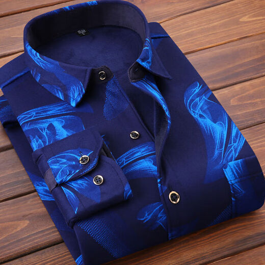 La nouvelle chemise chaude des hommes et l'hiver de Yingyue plus en velours épaissis de chemise à manches longues épaissis de velours à manches longues pour hommes d'âge moyen 1/2 pièces Z HB685 + HB684 Valeur 2 Pièces 3xl Convient à 160jin [Jin est égal à 0,5 kg] -179jin [Jin est égal à 0,5 kg]