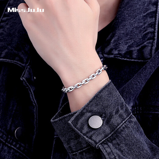 Miss JuJu pt950 platinum bracelet men's fashionable mechanical style platinum bracelet men's authentic thick and high-end bracelet, weight 28.96g, length 22cm, thickness about 6mm