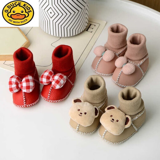 G.Duckkids3-6-Dezember Schaffell-Fur-Fur-Babybaby Schuhe und Socken Kleinkinder warm verdickte weich