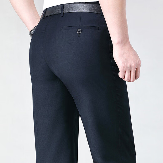 Pantalones de alta gama Charides Summer del verano delgado de la piel delgado cero de los hombres ropa de negocio formal de la piel y respirable Líder casual del trabajo del trabajo Men 983 gris claro [Versión suelta plisada] 32 2 pies 5