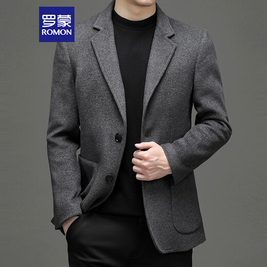Romon Wool Suit Men's Automne et Hiver Business Casual Cost Cabe en laine Single Western Coat Men's XF51 Gray L