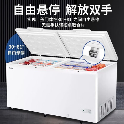 海尔（Haier）冰柜商用大容量冷冻柜鸡鸭鱼速速冻柜超市火锅店冷藏柜水果生菜保鲜柜低温卧式冷柜冻柜 519升 约装674斤【-26℃ 减霜80%】