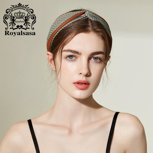 Royal sasa royal salsa headband for women Korean wide-brimmed adult printed headband fabric hair accessories hairpin hairpin headband headband caramel color CA