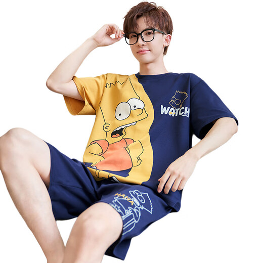 Sufulu Pyjamas Männer Sommer Baumwolle kurzärmelige süße Cartoon-Schüler Teen Boy Junior High School Schüler Dünne Heimbekleidungsanzug S männ