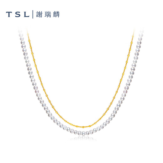 谢瑞麟（TSL）珍珠项链女款925银双层链套链生日BE687 长度约45cm