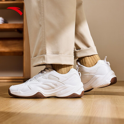 ANTA tennis shoes men's college style training non-slip rebound wear-resistant lightweight sports and leisure indoor badminton shoes for men ANTA White-1 41