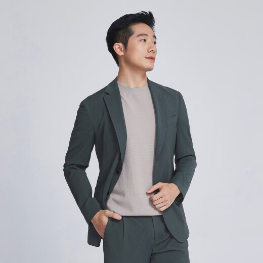 雅戈尔（YOUNGOR）单西男两粒单排扣修身版休闲西服男西服外套羊毛新品商场同款 深灰 M 170/92A