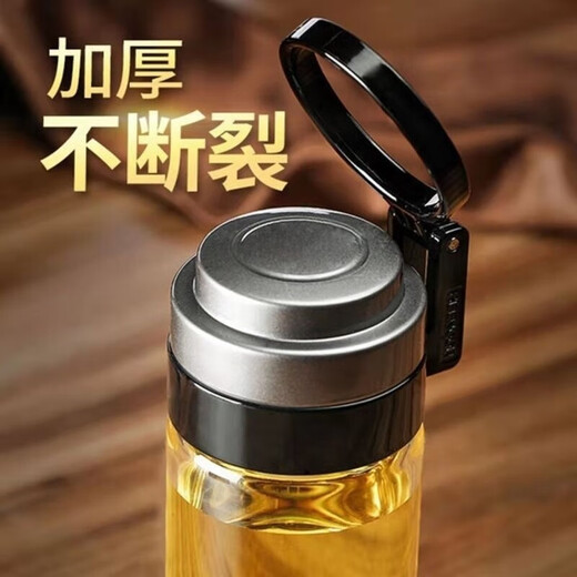 希诺希诺玻璃杯加厚单层过滤泡茶杯子大容量便携提环水杯男车载杯6075 6076-695毫升+杯套杯刷除垢剂 1个