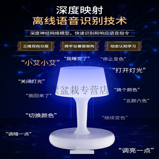 Intelligent voice control bedroom table lamp bedside lamp plug-in desktop bedside table socket night light light luxury voice colorful version 4 sockets + USB 2.8 meters