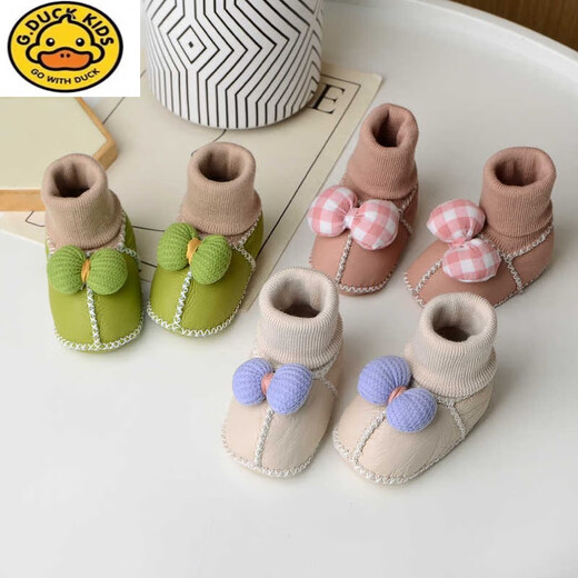 G.Duckkids3-6-Dezember Schaffell-Fur-Fur-Babybaby Schuhe und Socken Kleinkinder warm verdickte weich