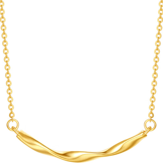 Saturday blessing yellow 18K gold necklace simple geometric smile color gold necklace birthday gift C0613427 40+5cm